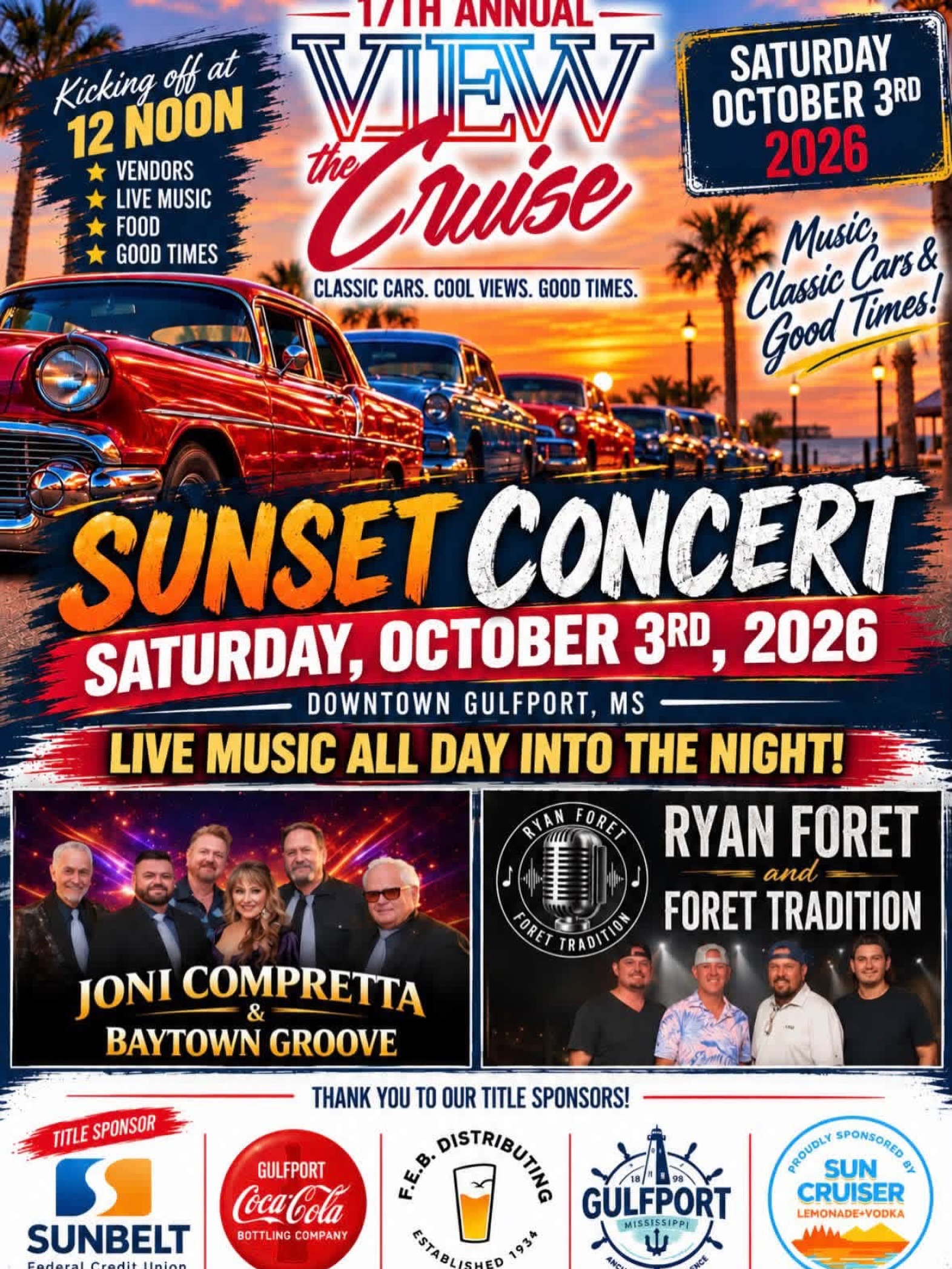 Flyer for 17th Annual "View the Cruise" Sunset Concert