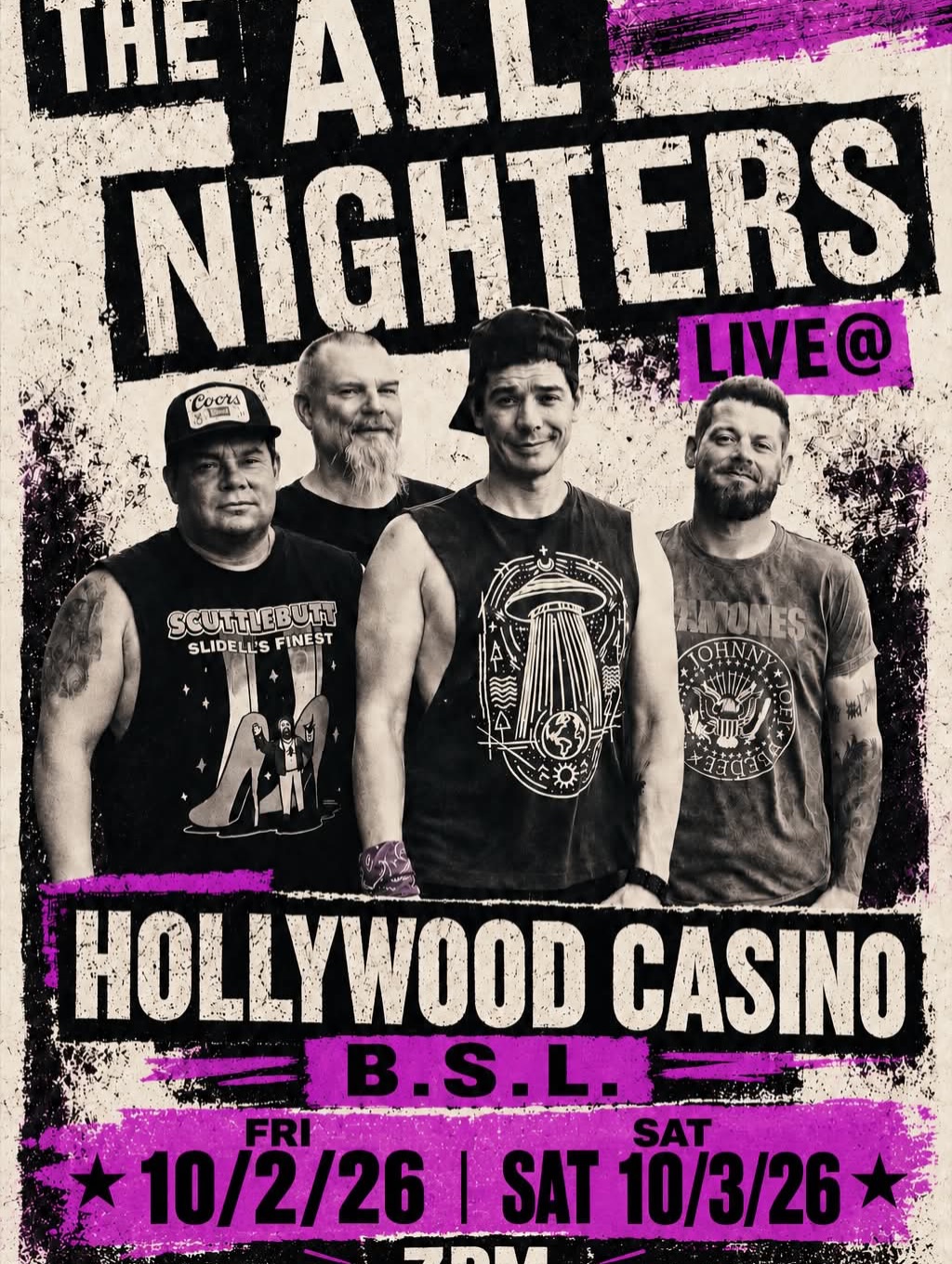 Flyer for The All Nighters Live at Hollywood Casino
